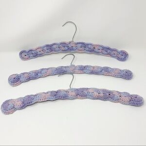 VINTAGE 3 Crochet, Quilted Pastel Hangers Handmade